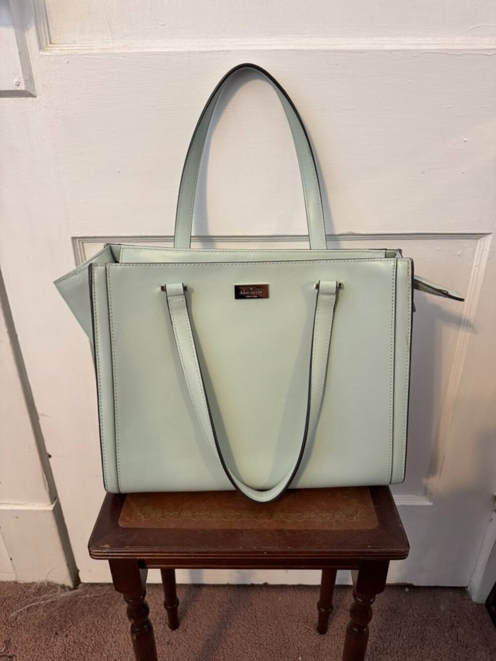 Mint Green Square Kate Spade Tote Purse Like New